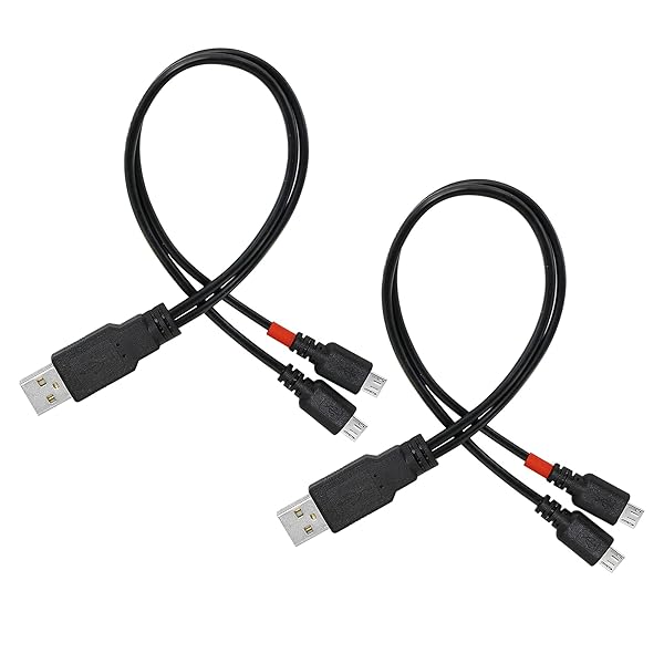 PNGKNYOCN PNGKNYOCN 12 Inch Micro USB Splitter Cable USB 2.0 Type A Male to Dual Micro USB Male Y Data Charge Connector Adapter - View 2 of 8
