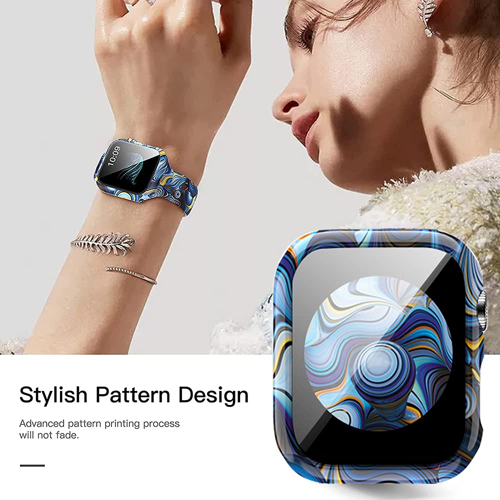 Yrzper Leopard Floral Hard PC Case and Tempered Glass Screen Protector for Apple Watch SE Series 6 5 4 3 2 1 40mm 44mm 42mm 38mm - View 3 of 7