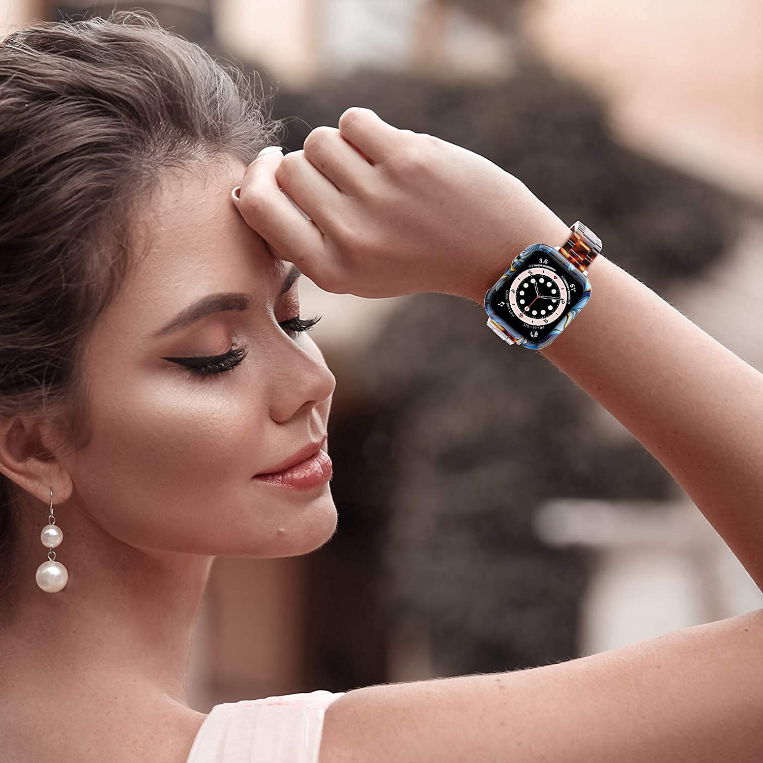 Yrzper Leopard Floral Hard PC Case and Tempered Glass Screen Protector for Apple Watch SE Series 6 5 4 3 2 1 40mm 44mm 42mm 38mm - View 5 of 7