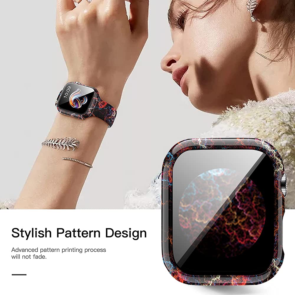 Yrzper Apple Watch SE Series 6 5 4 3 2 1 40mm 44mm 42mm 38mm Leopard Floral Hard PC Case Tempered Glass Screen Protector Cover - View 3 of 7