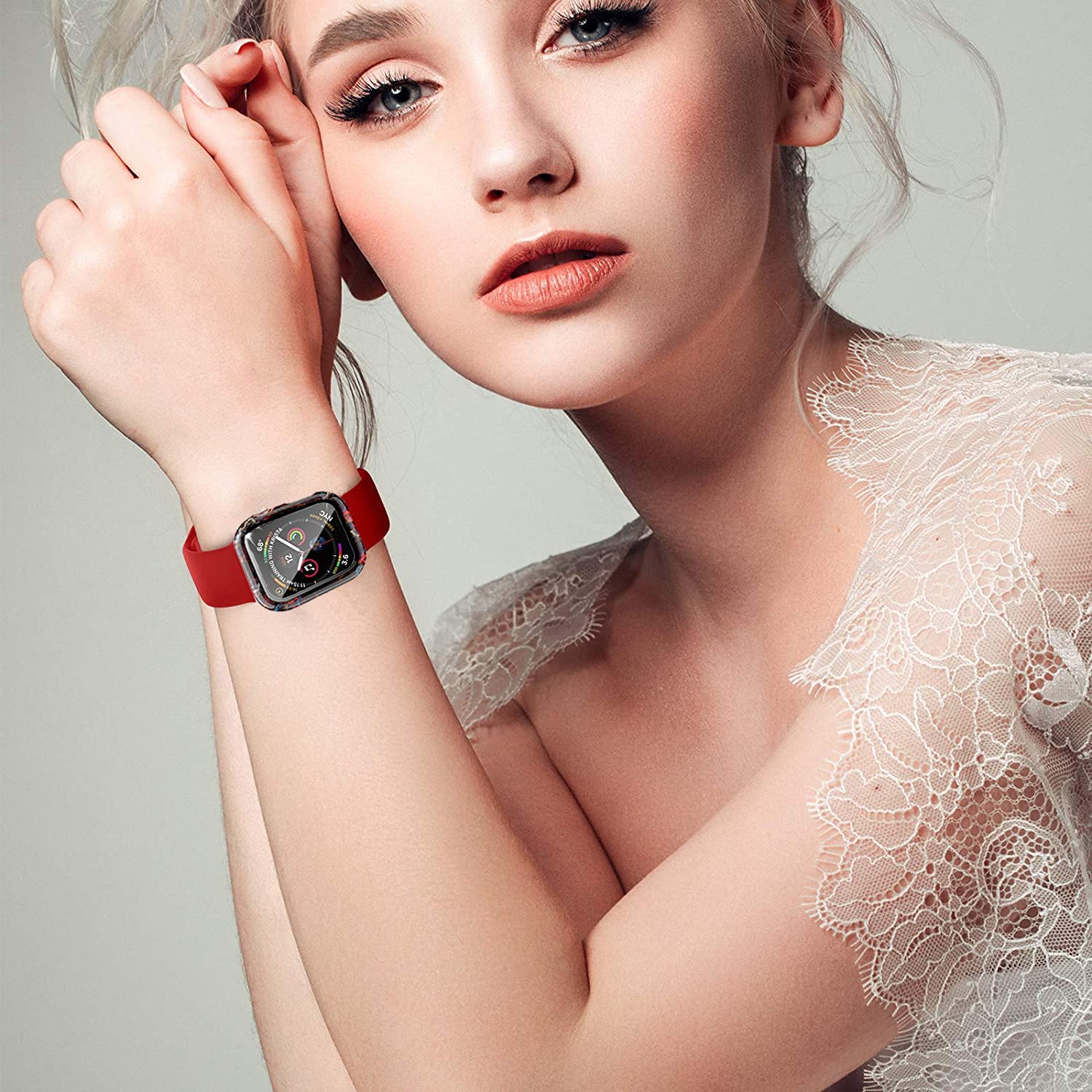 Yrzper Apple Watch SE Series 6 5 4 3 2 1 40mm 44mm 42mm 38mm Leopard Floral Hard PC Case Tempered Glass Screen Protector Cover - View 5 of 7