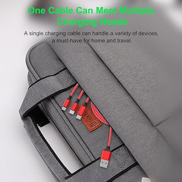 MTAKYI Multi 3 in 1 USB Fast Charging Cable 10Ft Nylon Braided Universal Charger for Type C Micro USB iPhone Android Tablets and More Red - View 7 of 8