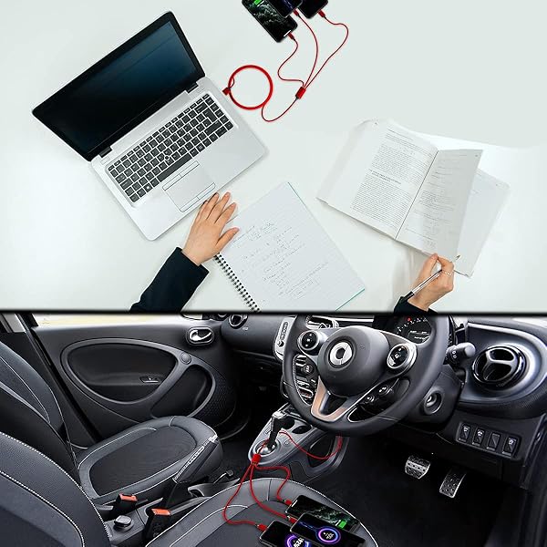 MTAKYI Multi 3 in 1 USB Fast Charging Cable 10Ft Nylon Braided Universal Charger for Type C Micro USB iPhone Android Tablets and More Red - View 8 of 8