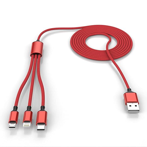 MTAKYI Multi 3 in 1 USB Fast Charging Cable 10Ft Nylon Braided Universal Charger for Type C Micro USB iPhone Android Tablets and More Red