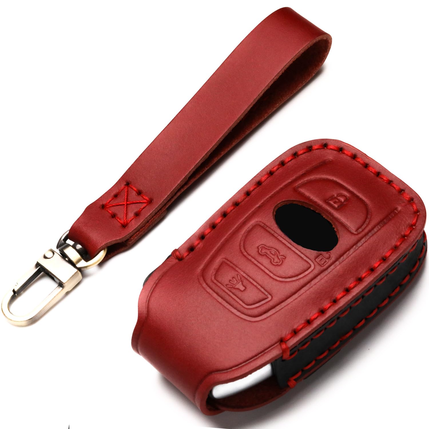 ZiHafate ZiHafate Leather Cover Key Fob Case Compatible with Subaru Keyless Remote Control Forester Impreza Outback WRX BRZ Legacy and XV Crosstrek etc.(A-Red)