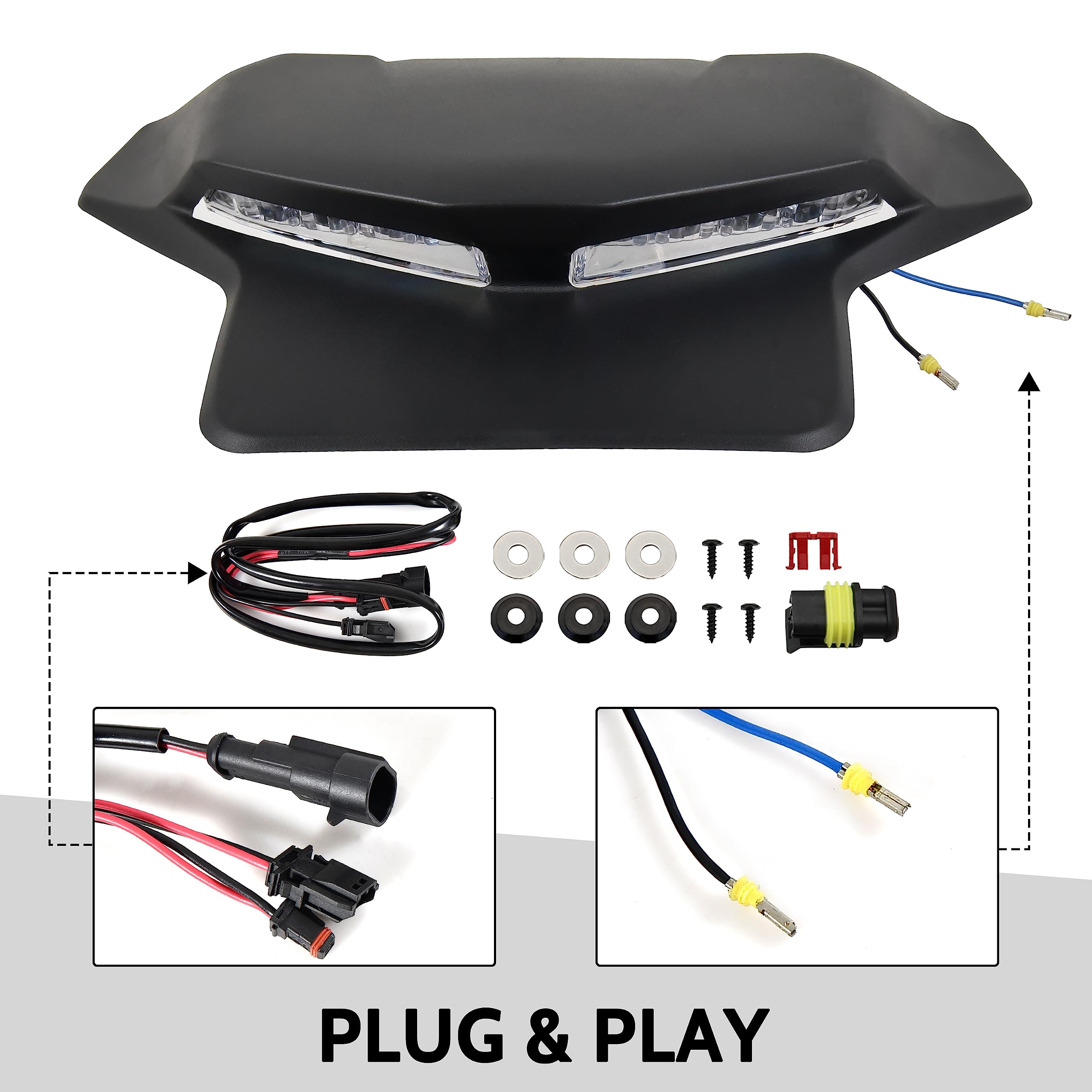SAUTVS SAUTVS LED Auxiliary Light DRL Kit for Can Am Ryker, Black Hood Panel with Daytime Running Light for Can-Am Ryker 600 900 Sport and Rally Edition All - View 5 of 7