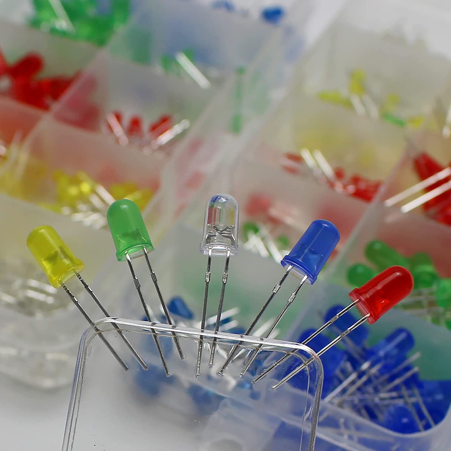 WOWOONE 200Pcs 3mm and 5mm Led Light Emitting Diodes Assortment Kit, Mini Tiny Small Individual Led Single Light, Clear White Red Green Blue Yellow Assorted - View 2 of 7