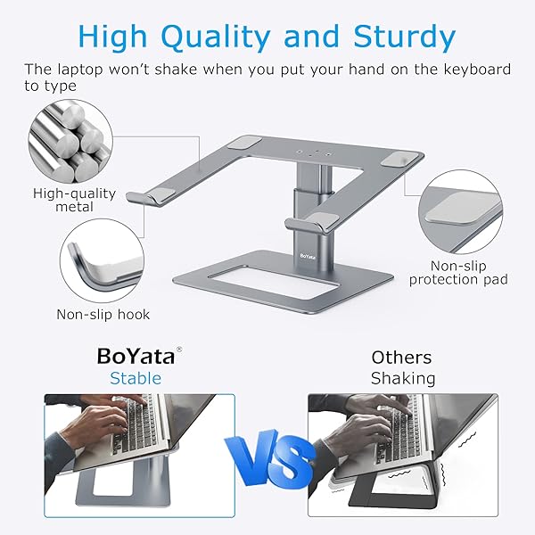 BoYata BoYata Ergonomic Aluminum Laptop Stand Adjustable Holder for MacBook Pro Air Dell Lenovo HP Samsung 11-17 Inch Laptops - View 4 of 8