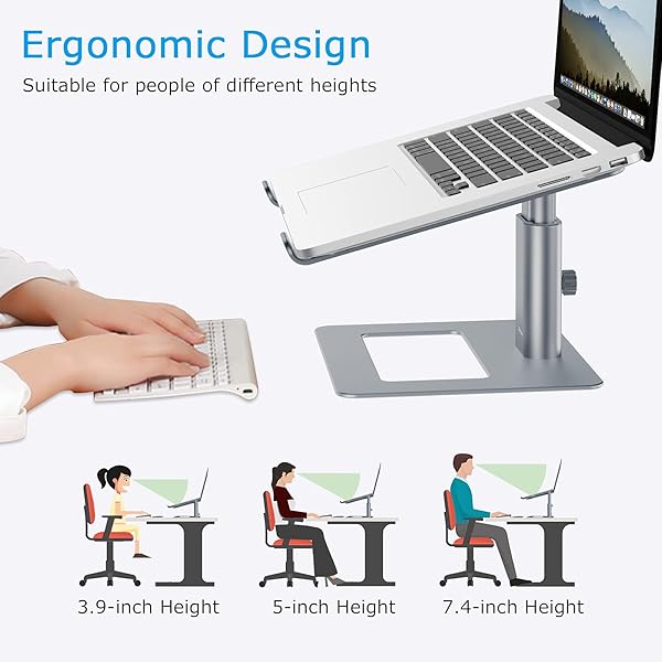 BoYata BoYata Ergonomic Aluminum Laptop Stand Adjustable Holder for MacBook Pro Air Dell Lenovo HP Samsung 11-17 Inch Laptops - View 5 of 8