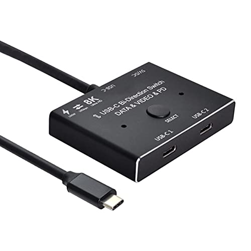 NFHK USB-C Type-C Bi-Direction Switch MST Hub 1 to 2 Supports 8K Video Data PD 100W 10Gbps Fast Charging
