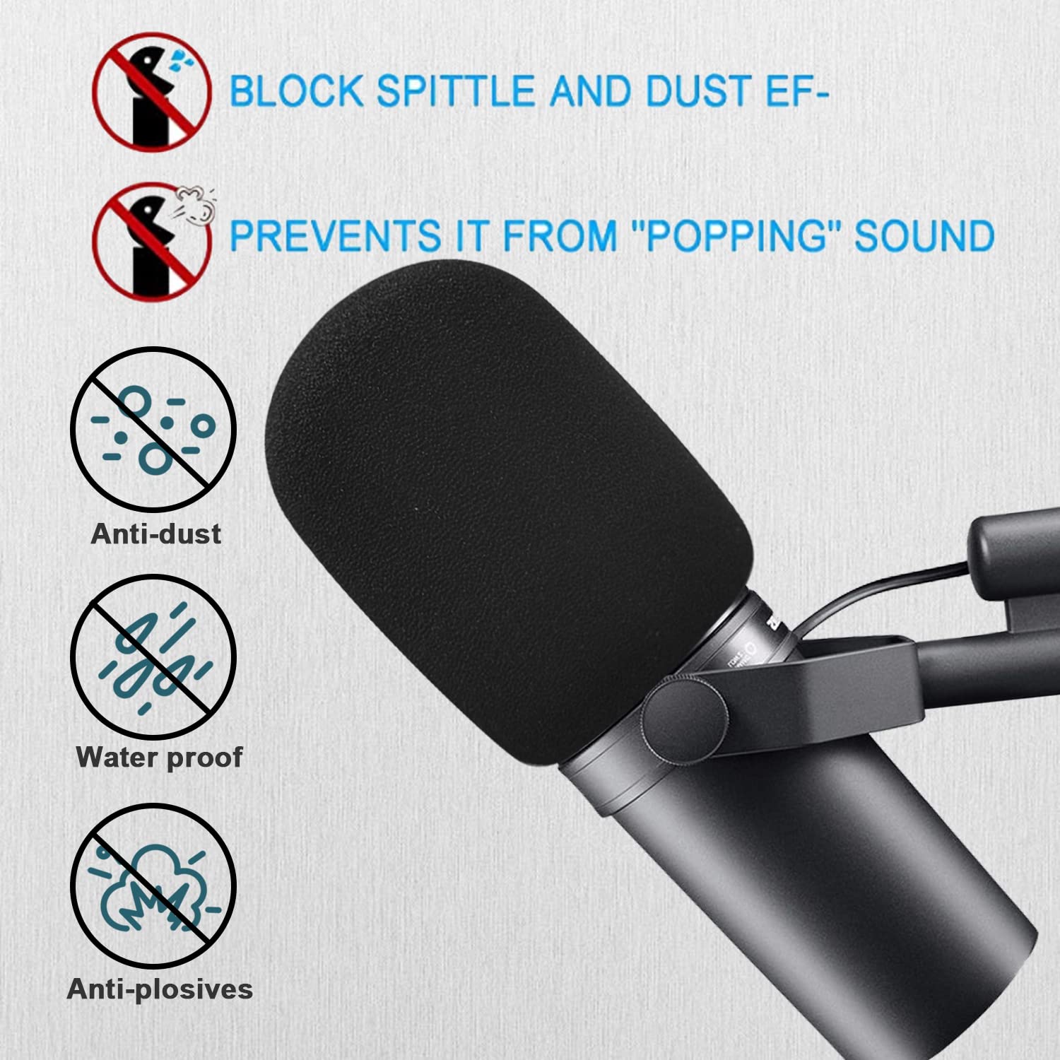 Boseen Boseen Microphone Cover for SM7B, Mic Cover Foam Microphone Windscreen Compatitable with SM7B Professional Mic Foam for SM7B Recording Condenser - View 2 of 7