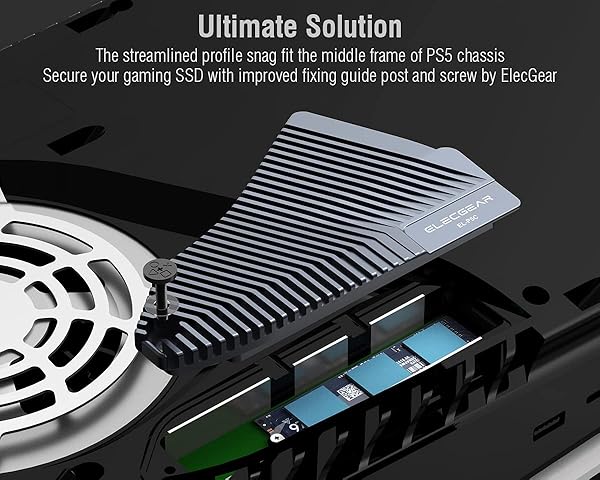 ElecGear ElecGear PS5 NVMe SSD Heatsink Solid Aluminum Cooler for Playstation 5 Internal PCIe M.2 NVMe 4.0 Gaming Memory with Thermal Pads - View 4 of 9