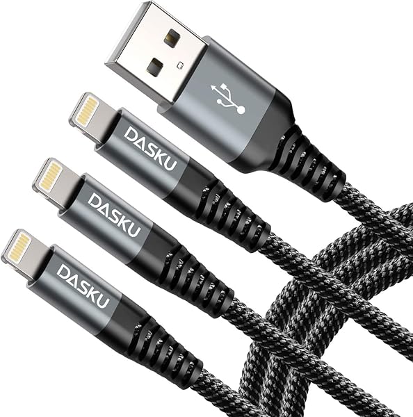 Dasku 6FT Lightning Cable 3Pack Braided Black iPhone Charger Compatible with iPhone 11 Pro Max Xs Xr 8 Plus iPad Mini Air