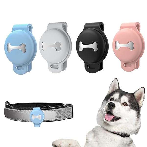 Skywin Skywin Silicone Case for Apple Tracker Pet Collar Secure Dog Clip Holder Anti-Loss Dustproof Soft Silicone Tag Cover Light Blue - View 2 of 7