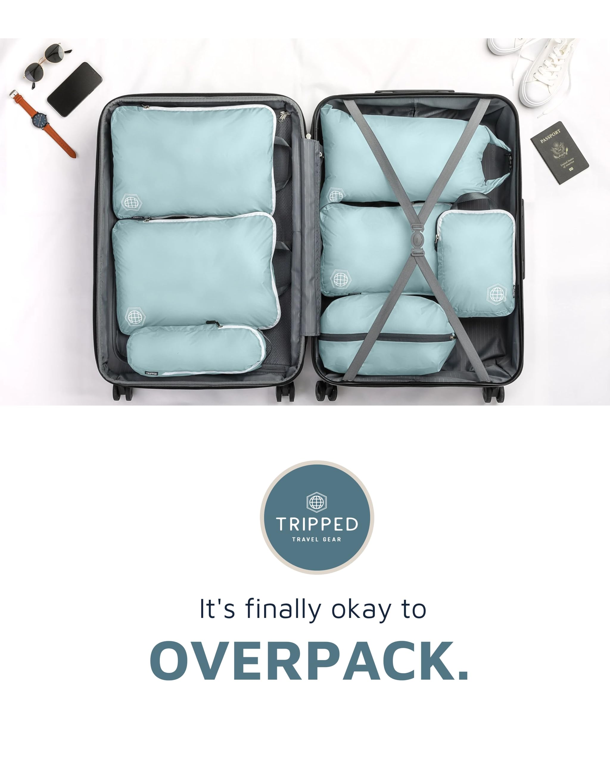 TRIPPED Travel Gear Large Compression Packing Cubes for Travel-Packing Cube Luggage Organizers 7 Piece Set for Checked Luggage-Ultralight, Expandable Compression Bags by - View 5 of 9