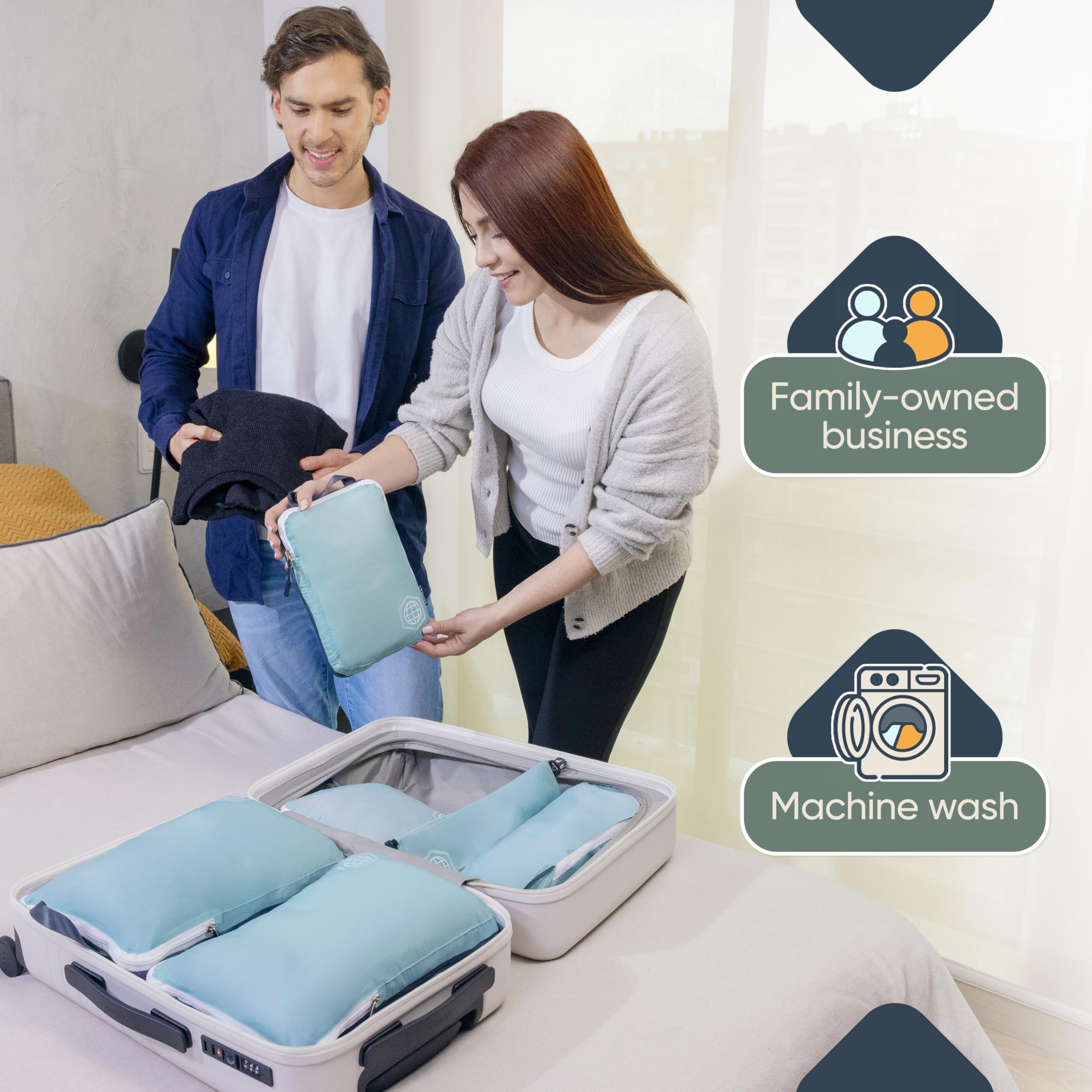 TRIPPED Travel Gear Large Compression Packing Cubes for Travel-Packing Cube Luggage Organizers 7 Piece Set for Checked Luggage-Ultralight, Expandable Compression Bags by - View 9 of 9