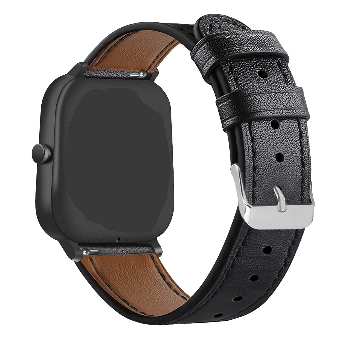 E ECSEM Floral Printed Leather Watch Strap for Letsfit EW1 IW1 Compatible Replacement Bands for Men and Women Black Fadeless Pattern - View 4 of 7