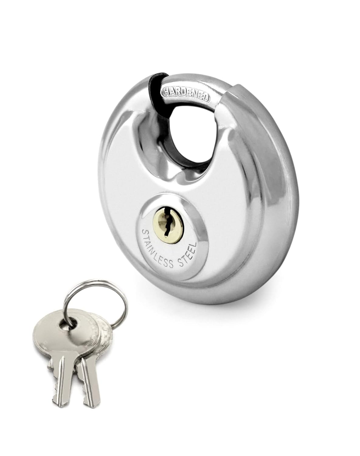 QWORK QWORK Disc Locks, 1 Pack Heavy Duty Steel Keyed Padlock Disc Storage Locks for Storage Unit, Moving Trailers, Shed, Fence, 3 8" Shackle