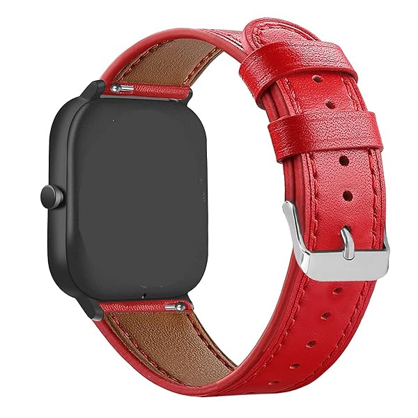 E ECSEM Floral Printed Leather Watch Strap for Letsfit EW1 IW1 Compatible Replacement Bands for Men and Women Red Fadeless Pattern - View 4 of 7