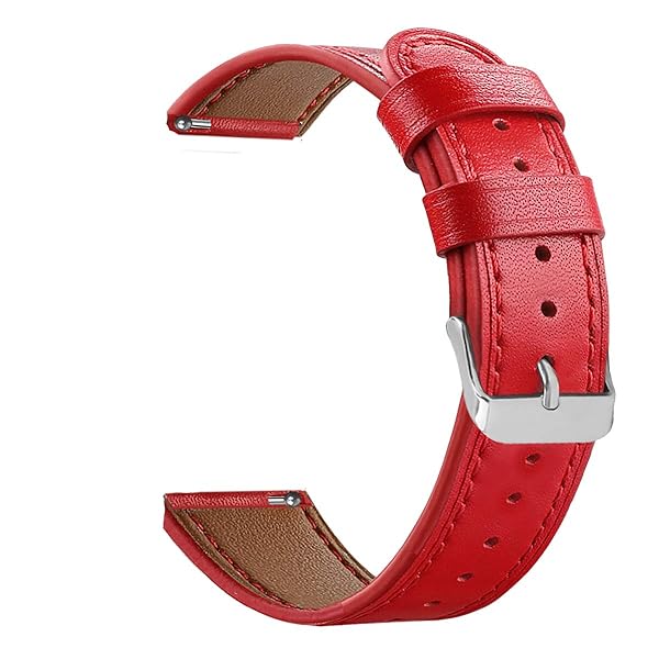 E ECSEM Floral Printed Leather Watch Strap for Letsfit EW1 IW1 Compatible Replacement Bands for Men and Women Red Fadeless Pattern - View 7 of 7