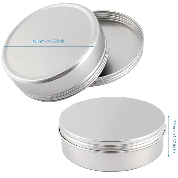 SEHOI 30 Pack 10 OZ Aluminum Tins with Screw Lid for Food Candles Cosmetics Spices and Candies Large Round Metal Containers - View 3 of 9