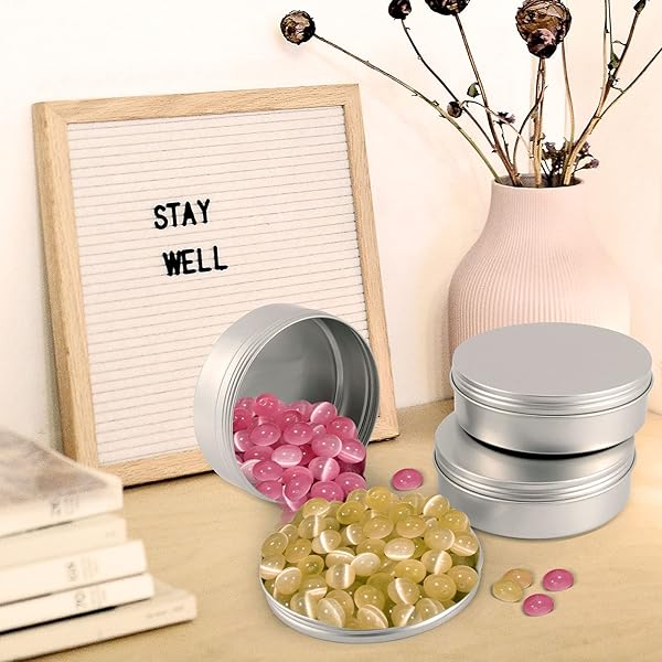SEHOI 30 Pack 10 OZ Aluminum Tins with Screw Lid for Food Candles Cosmetics Spices and Candies Large Round Metal Containers - View 8 of 9