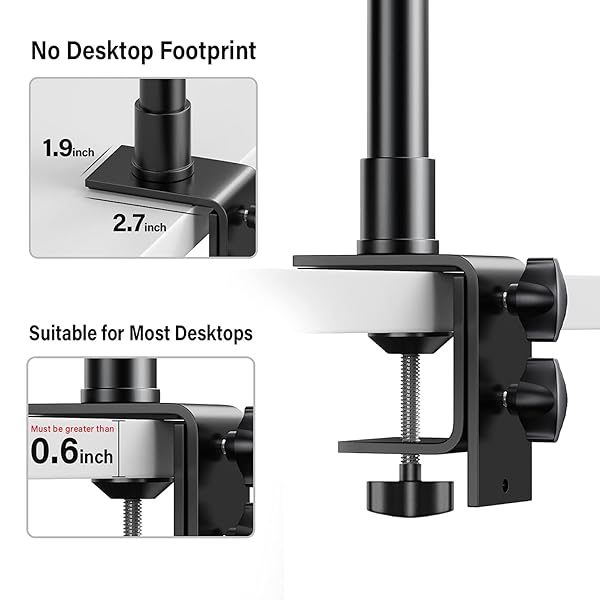 Dazzne Dazzne Camera Desk Mount Stand 2 Packs Adjustable Aluminum C Clamp for DSLR Ring Light Video Light 12.9-22 Inch Ball Head Cold Shoe Adapter - View 5 of 8