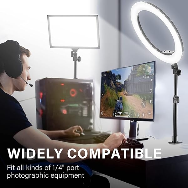 Dazzne Dazzne Camera Desk Mount Stand 2 Packs Adjustable Aluminum C Clamp for DSLR Ring Light Video Light 12.9-22 Inch Ball Head Cold Shoe Adapter - View 7 of 8