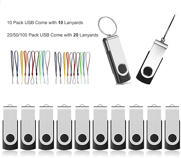 AreTop AreTop 16GB Flash Drives 100 Pack USB 2.0 Swivel Thumb Drives Bulk Memory Stick Jump Drive for Easy Data Storage and Transfer - View 3 of 7