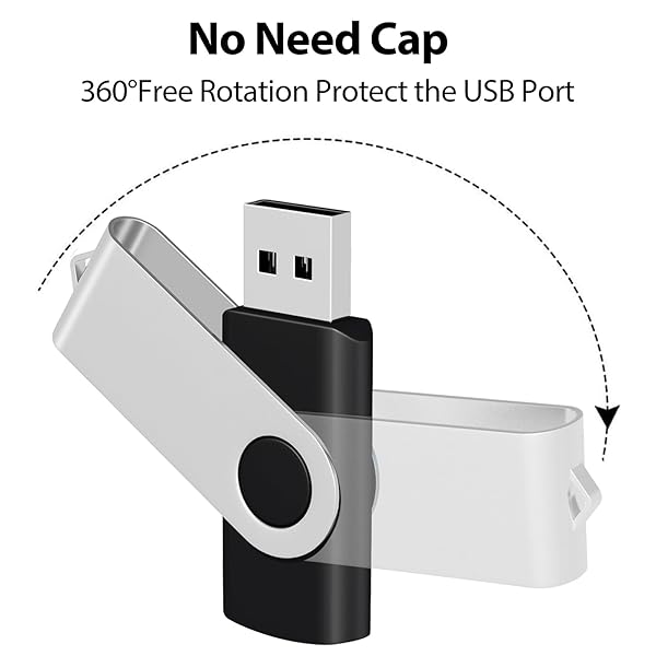 AreTop AreTop 16GB Flash Drives 100 Pack USB 2.0 Swivel Thumb Drives Bulk Memory Stick Jump Drive for Easy Data Storage and Transfer - View 5 of 7
