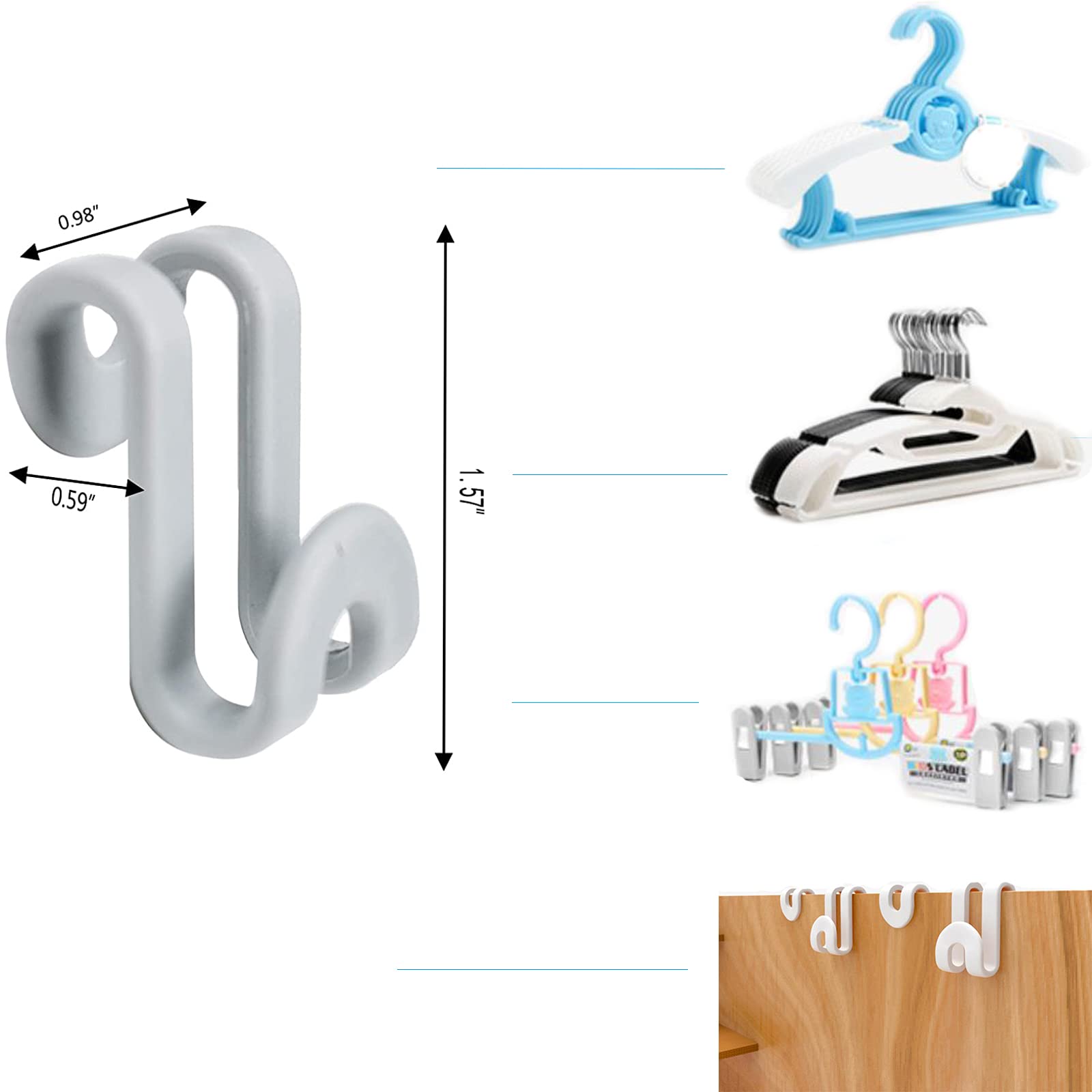 PCTC 25 Pcs Clothes Hanger Connector Hooks Mini Cascading Hanger Hooks Hanger Extender Heavy Duty Clothes Hangers Space Saving for Closet(Grey) - View 3 of 7