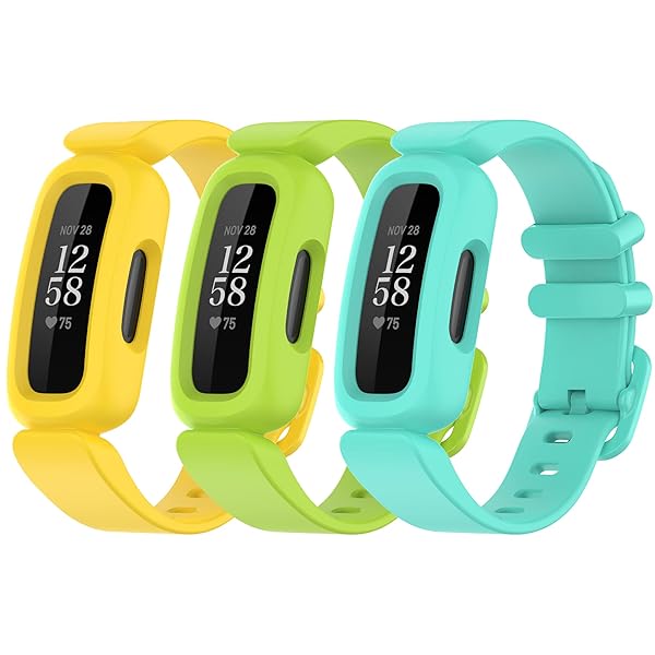 E ECSEM ECSEM Soft Silicone Replacement Bands for Fitbit Ace 3 Smart Watch in Yellow Lemon and Teal - View 2 of 10