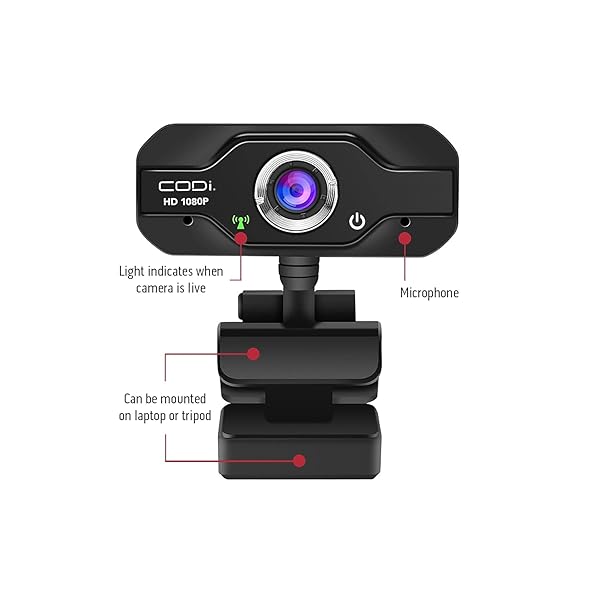 CODi CODi Aquila HD 1080P Webcam: High-Quality Fixed-Focus for Clear Video Calls - View 5 of 9