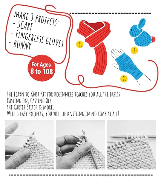 CraftLab CraftLab Knitting Kit for Beginners and Kids All Supplies Included Wool Yarn Needles Instructions Perfect Gift for Creative Fun - View 6 of 9