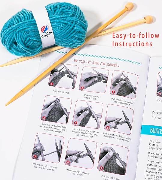 CraftLab CraftLab Knitting Kit for Beginners and Kids All Supplies Included Wool Yarn Needles Instructions Perfect Gift for Creative Fun - View 7 of 9