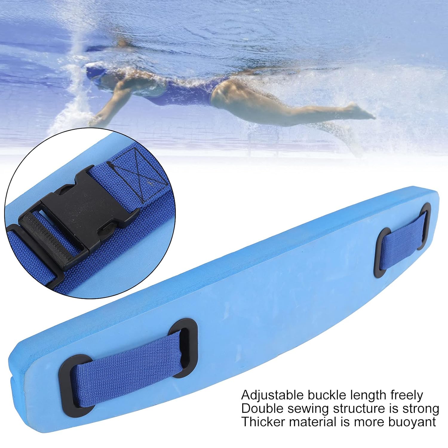 VBESTLIFE Swimming Floatation Belt, Small Size Adjustable Swimming Buoyancy Belt Outdoor Swim Training Aid for Adult and Kids(Blue) - View 4 of 9