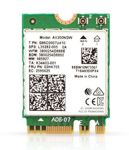 HighZer0 Electronics HighZer0 AX200 WiFi 6 Adapter: Dual-Band 802.11ax M.2 Card for PC | 2.4 Gbps, Bluetooth 5.2, Compatible with Intel, AMD, Windows & Linux