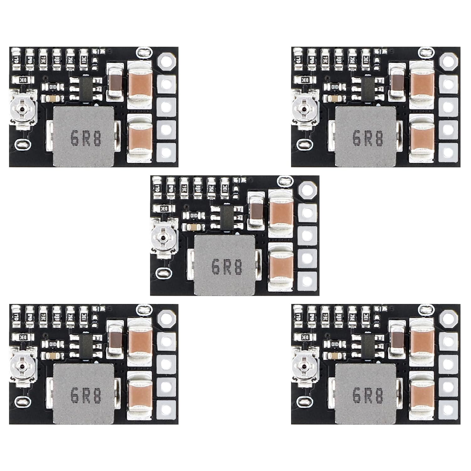 DROK DC 5V Power Converter, 5pcs Mini Voltage Buck Regulator DC 4.5-20V 12V 9V Step Down to 5V Reducer Transformer Board 3A 10W Adjustable Fixed Volt
