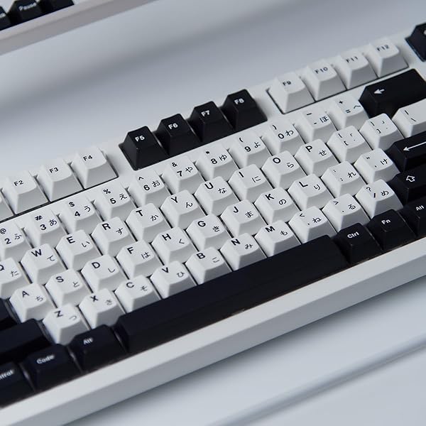 Sumgsn 133 Keys Japanese Keycap Set Cherry Profile Dye Sub PBT Black White Compatible with 61 64 87 104 108 Cherry MX Switches Mechanical Keyboard - View 3 of 9
