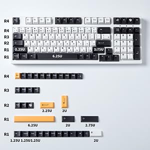 Sumgsn 133 Keys Japanese Keycap Set Cherry Profile Dye Sub PBT Black White Compatible with 61 64 87 104 108 Cherry MX Switches Mechanical Keyboard - View 6 of 9