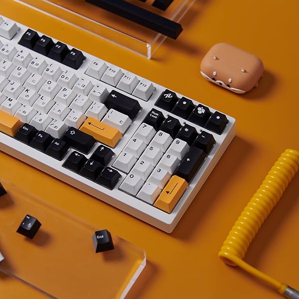 Sumgsn 133 Keys Japanese Keycap Set Cherry Profile Dye Sub PBT Black White Compatible with 61 64 87 104 108 Cherry MX Switches Mechanical Keyboard - View 8 of 9