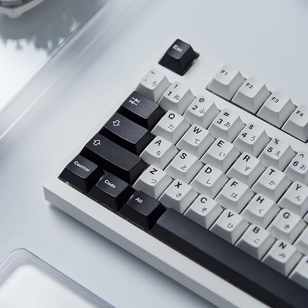 Sumgsn 133 Keys Japanese Keycap Set Cherry Profile Dye Sub PBT Black White Compatible with 61 64 87 104 108 Cherry MX Switches Mechanical Keyboard - View 2 of 9