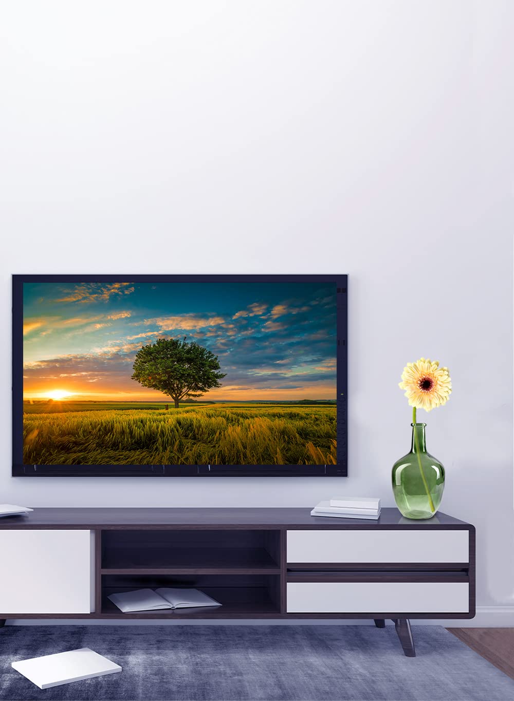 Serene Spaces Living Serene Spaces Living Olive Green Bottleneck Glass Vase Elegant Vintage Floor Vase for Long Stemmed Floral Arrangements 12 Inches Tall - View 3 of 6