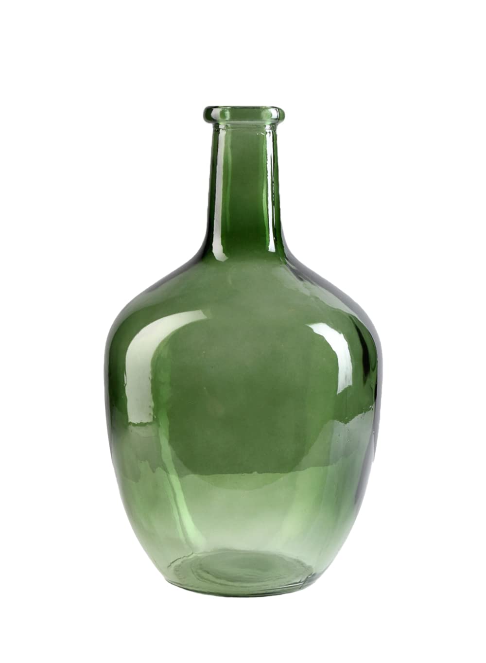 Serene Spaces Living Serene Spaces Living Olive Green Bottleneck Glass Vase Elegant Vintage Floor Vase for Long Stemmed Floral Arrangements 12 Inches Tall
