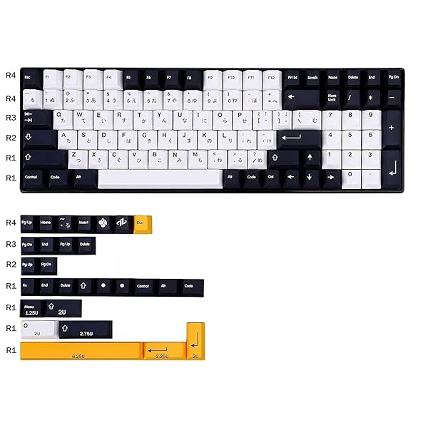 Gliging Japanese Keycaps 133 Keys Black White Cherry Profile Dye-Sub PBT Minimalist Compatible with GH60 GK64 GK61 68 87 104 Keyboard - View 3 of 8