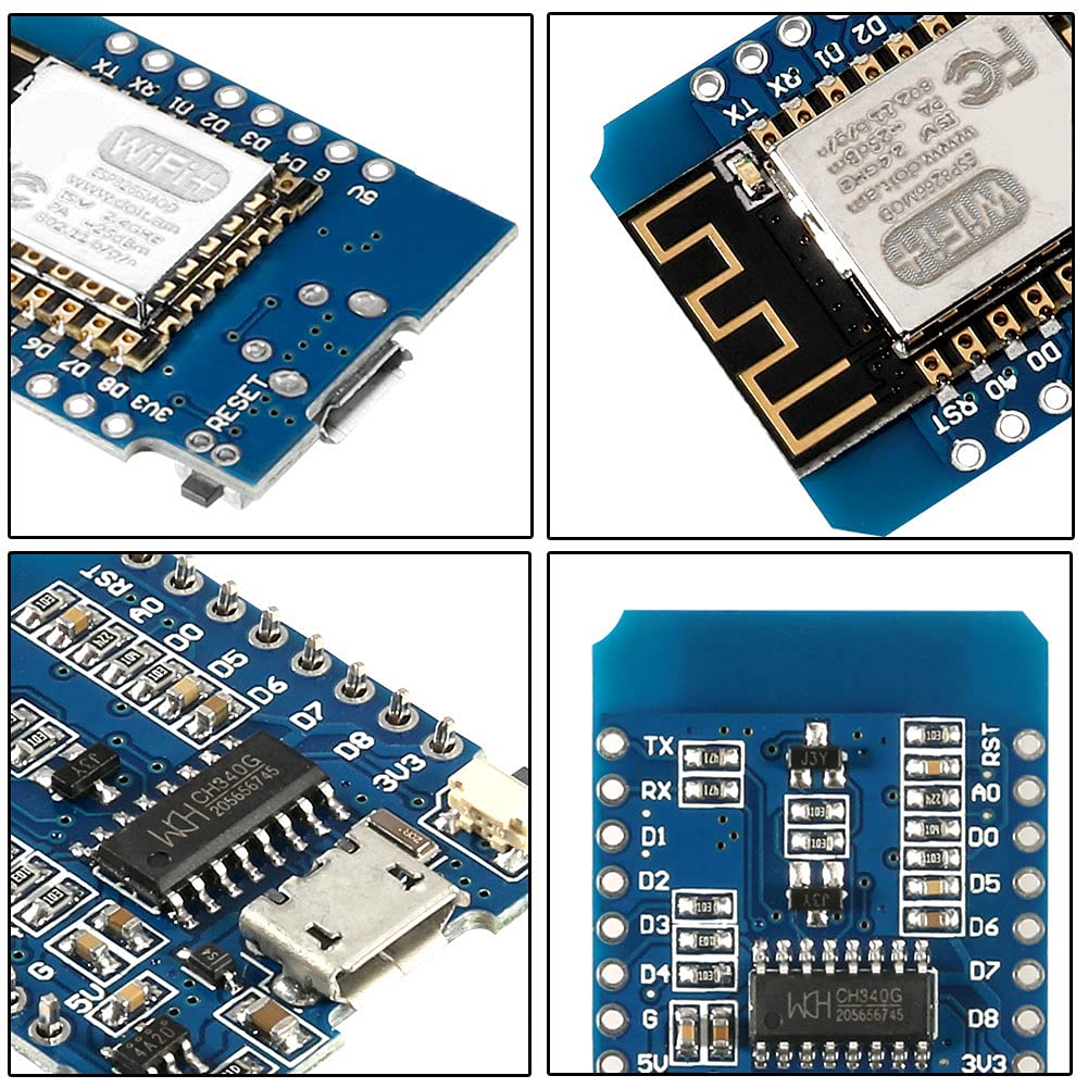 DORHEA 7PCS ESP8266 ESP-12F Development Board NodeMcu D1 Mini Module for WiFi Internet Projects Compatible with Arduino - View 3 of 6