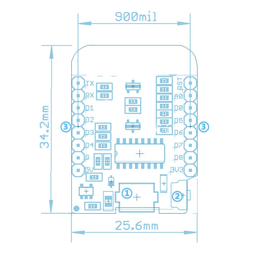 DORHEA 7PCS ESP8266 ESP-12F Development Board NodeMcu D1 Mini Module for WiFi Internet Projects Compatible with Arduino - View 6 of 6