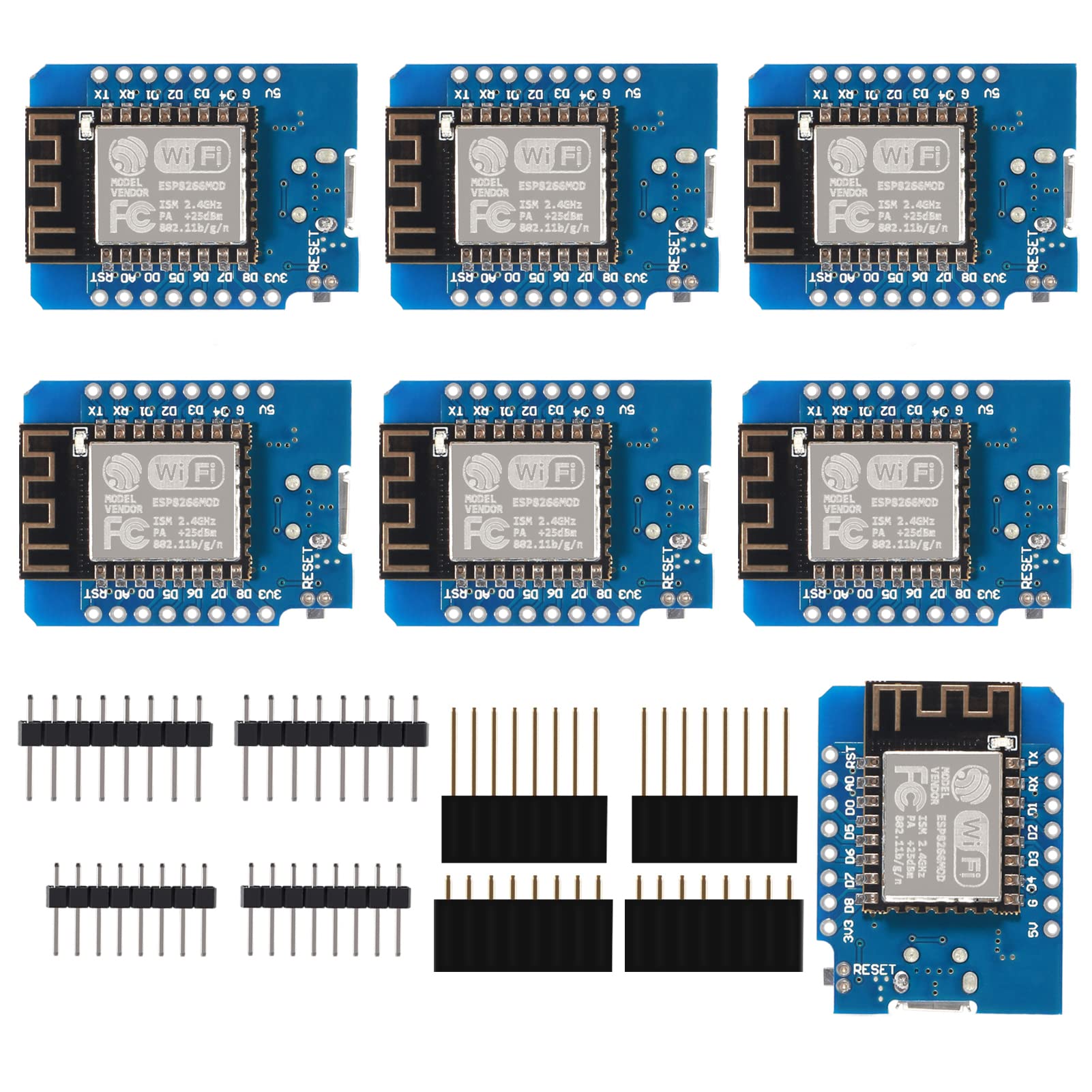 DORHEA 7PCS ESP8266 ESP-12F Development Board NodeMcu D1 Mini Module for WiFi Internet Projects Compatible with Arduino