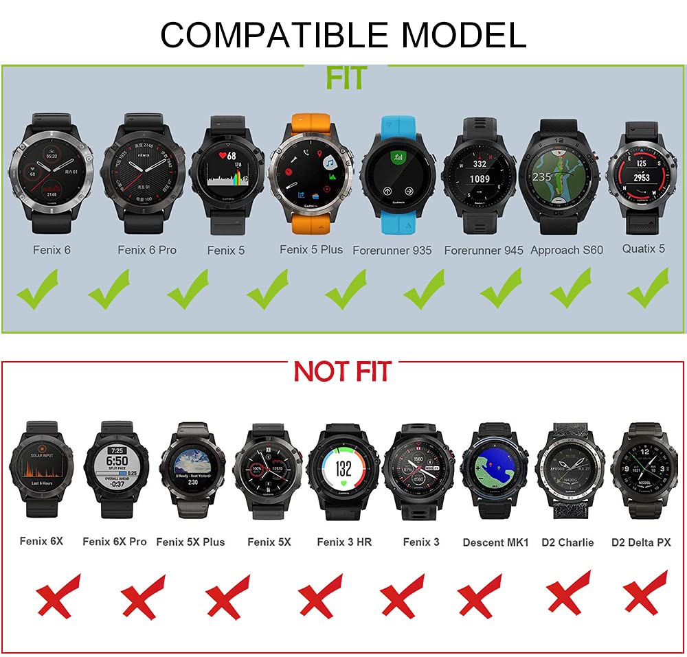 OVERSTEP OVERSTEP Compatible with Garmin Fenix 5 Watch Band 22mm Soft Silicone Bands for Fenix 6 Fenix 7 Fenix 5 Plus Fenix 6 Pro Forerunner 935 Forerunner - View 3 of 7