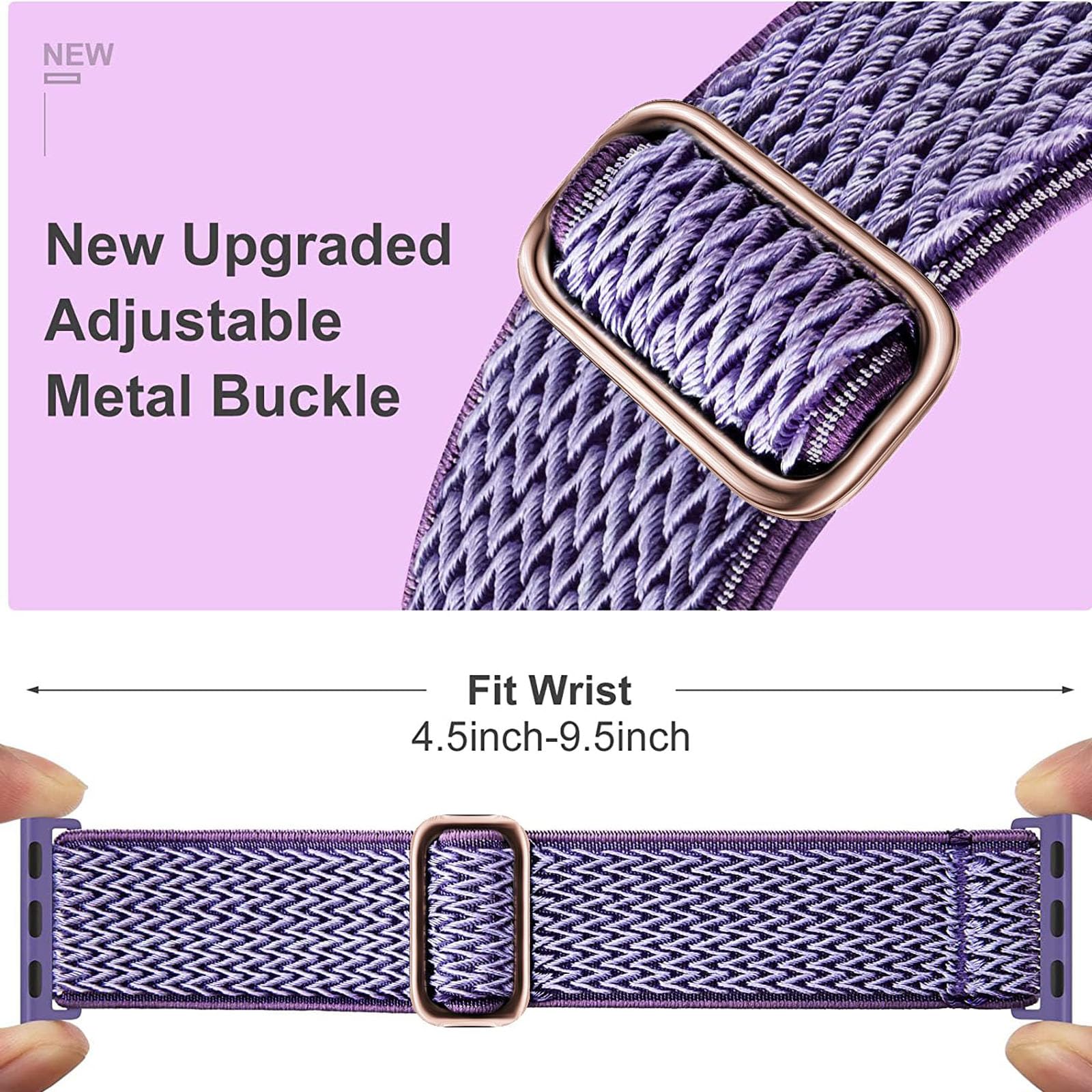 SAMYERLEN Stretchy Braided Solo Loop Compatible for Apple Watch Band 38mm 40mm 41mm 42mm 44mm 45mm 46mm 49mm Adjustable Elastic Nylon for iWatch Series 11 10 9 - View 2 of 6